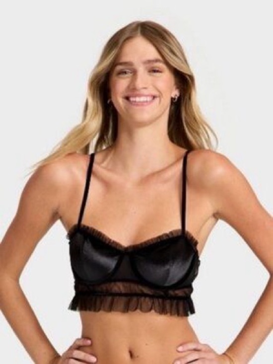 Auden Other - Auden Black Sheer Ruffle Bralette